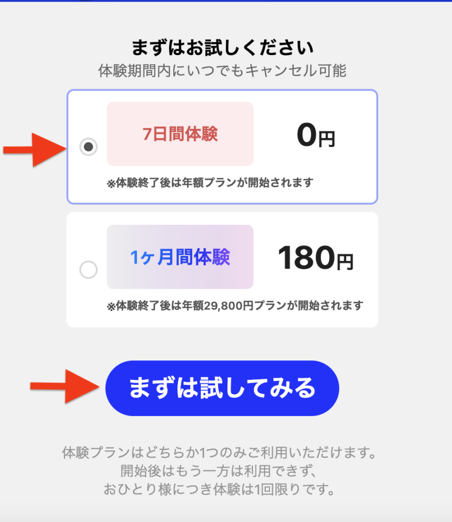 7日間体験